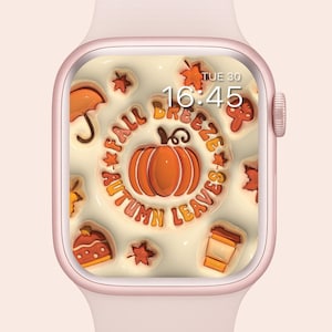Apple Watch Wallpaper 3d Fall Pumpkin | Halloween  | Autumn Orange Aesthetic Background