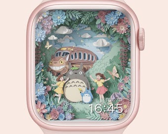 3D Anime Garden Apple Watch Wallpaper: Pastel Spring Landscape (Instant Download)
