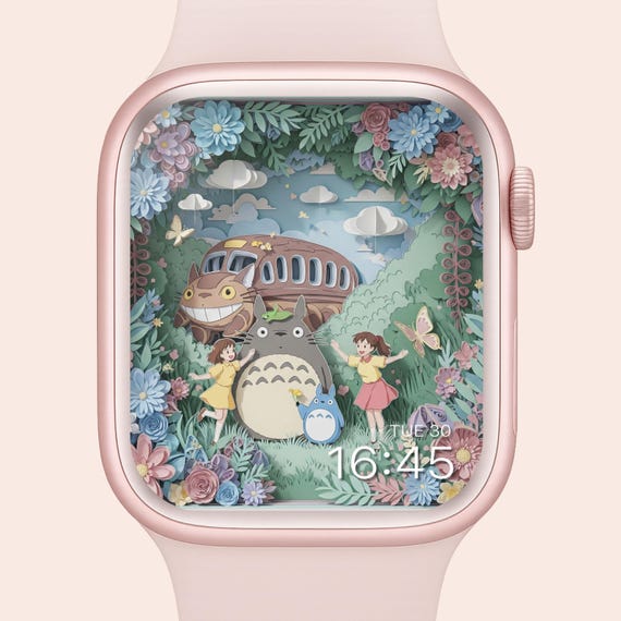 3D Anime Garden Apple Watch Wallpaper: Pastel Spring Landscape (Instant Download)