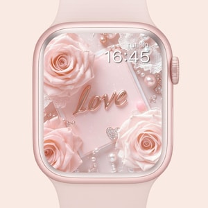 Papel de parede floral pastel para Apple Watch: design de peônia rosa (download digital)
