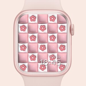 Apple Watch Wallpaper Pink Gingham  , Cute Checkered , Girly  Watch Background, Instantfor Apple Watch