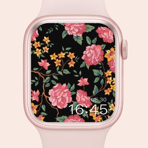 Peony Apple Watch Wallpaper: Vintage Floral Smartwatch Background (Digital Download)