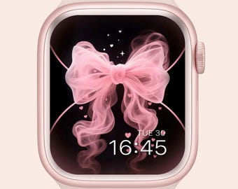 Pink Ribbon Apple Watch Wallpaper | Girly Fashion (Instant Download)