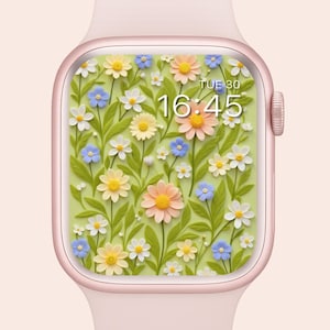Apple Watch Wallpaper 3D Flower Green Floral  | Pastel theme Watch Background | Aesthetics Minimal Screensaver