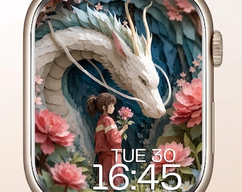 Anime Apple Watch Face: Girl With Dragon Wallpaper (Instant Download)