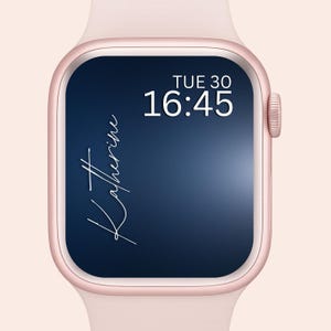 Custom Name Apple Watch Wallpaper: Dark Blue Shiny Face (Digital Download)