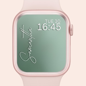 Custom Name Apple Watch Wallpaper: Green Gradient (Digital Download