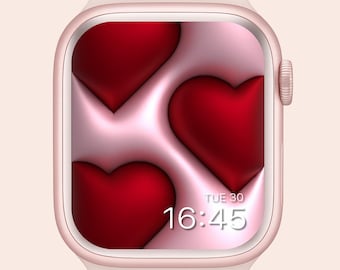 Red Heart Apple Watch Wallpaper: Abstract Love Theme (Digital Download