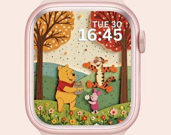 Apple Watch Wallpaper Winnie the Pooh , Disney Smartwatch Background, Cartoon Cute Watch Screensaver , Ai  Art