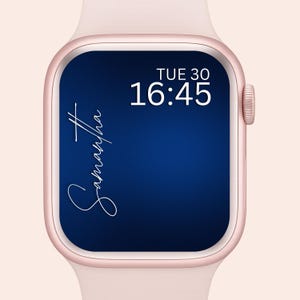 Custom Name Apple Watch Wallpaper: Dark Blue Gradient (Digital Download))
