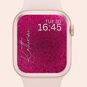 Custom Name Glitter Apple Watch Wallpaper: Dark Pink Sparkle (Digital Download)