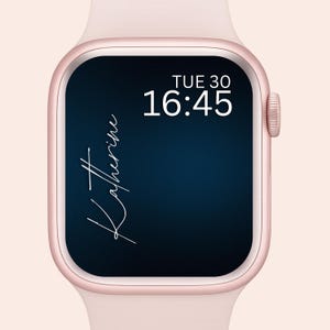 Custom Name Apple Watch Wallpaper: Dark Blue Gradient (Digital Download))