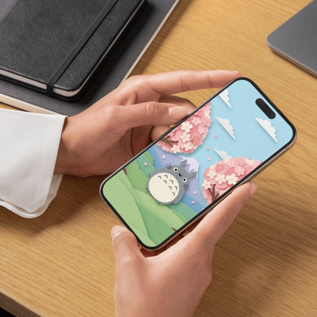 Anime iPhone Wallpaper | Pastel Floral Cherry Blossom Paper Cut Style