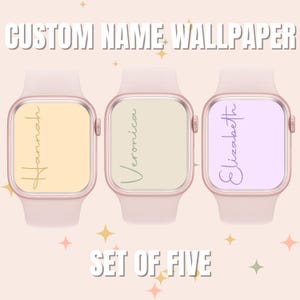 Custom Name Apple Watch Wallpaper: Pastel Minimalist Design (Digital Download