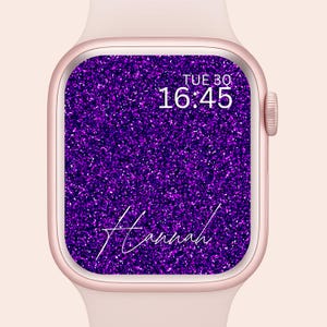 Custom Name Glitter Apple Watch Wallpaper: Purple Sparkle Set (Digital Download