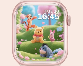 Apple Watch Wallpaper Winnie the Pooh , Disney Smartwatch Background, Cartoon Cute Watch Screensaver , Ai  Art