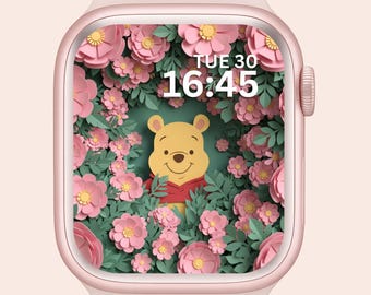 Apple Watch Wallpaper Winnie the Pooh , Disney Smartwatch Background, Cartoon Cute Watch Screensaver , Ai  Art Wallpaper