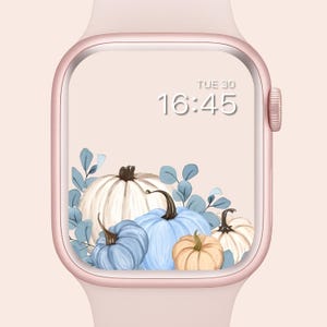 Apple Watchの壁紙 花柄カボチャ、秋のウォッチフェイス、秋のウォッチスクリーンセーバー、ハロウィンウォッチの背景、心地よい秋の雰囲気の美学