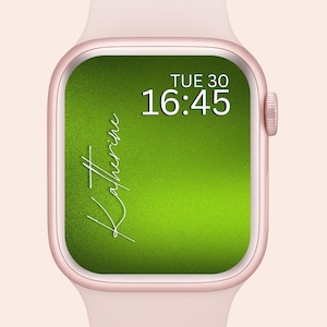 Custom Name Apple Watch Wallpaper: Green Shiny Faces (Digital Download Set of Two)