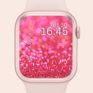 Custom Name Glitter Apple Watch Wallpaper: Sparkle Pink Design (Digital Download)