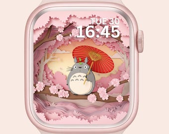 3D Anime Garden Apple Watch Wallpaper : Pastel Spring Landscape (Instant Download)