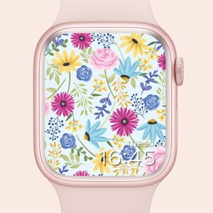 Flower Apple Watch Wallpaper: Pastel Botanical Design (Digital Download PNG File)