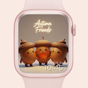 Apple Watch Wallpaper Cute Acorn Autumn Season  | Fall Season Cozy Smartwatch Wallpaper | Ai   Background For Apple Watch