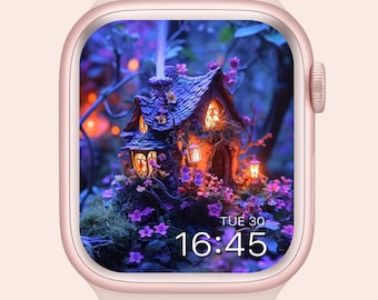 Forest House Apple Watch Wallpaper: gloeiende sprookjesscène (directe download)