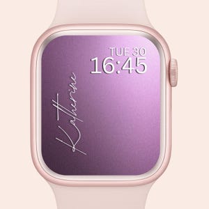 Custom Name Apple Watch Wallpaper: Purple Shiny Faces (Digital Download Set of 2)