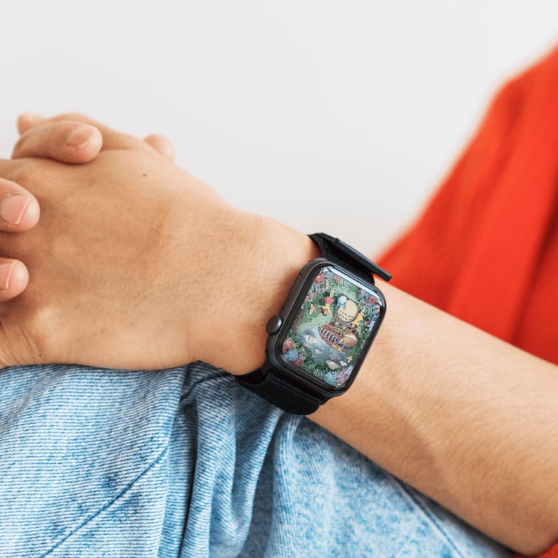 3D Anime Garden Apple Watch Wallpaper: Pastel Spring Landscape (Instant Download) image 2