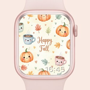Happy Fall Apple Watch Wallpaper: Pumpkin Autumn Design (Digital Download)