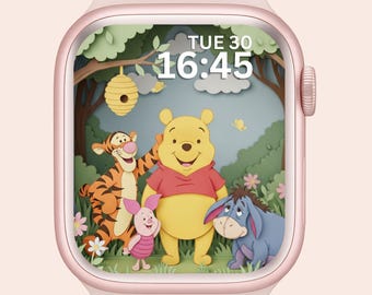 Apple Watch Wallpaper Winnie the Pooh , Disney Smartwatch Background, Cartoon Cute Watch Screensaver , Ai  Art Wallpaper