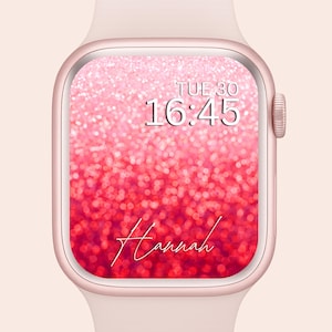 Custom Name Glitter Apple Watch Wallpaper: Sparkle Pink Design (Digital Download)