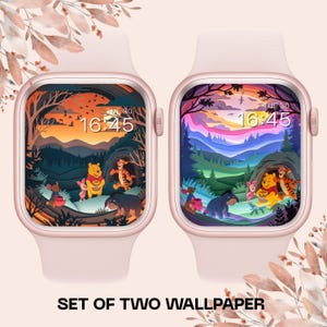 Nalle Puh Apple Watch-bakgrund, Disney-tecknat set (digital nedladdning)