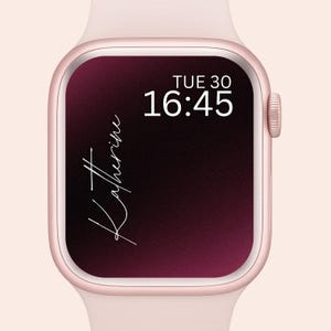 Custom Name Apple Watch Wallpaper: Dark Maroon Shiny Face (Digital Download)
