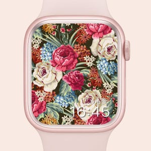 Peony Apple Watch Wallpaper: Vintage Floral Smartwatch Background (Digital Download)