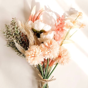 Romantic, minimalist neutral boho faux floral bouquet