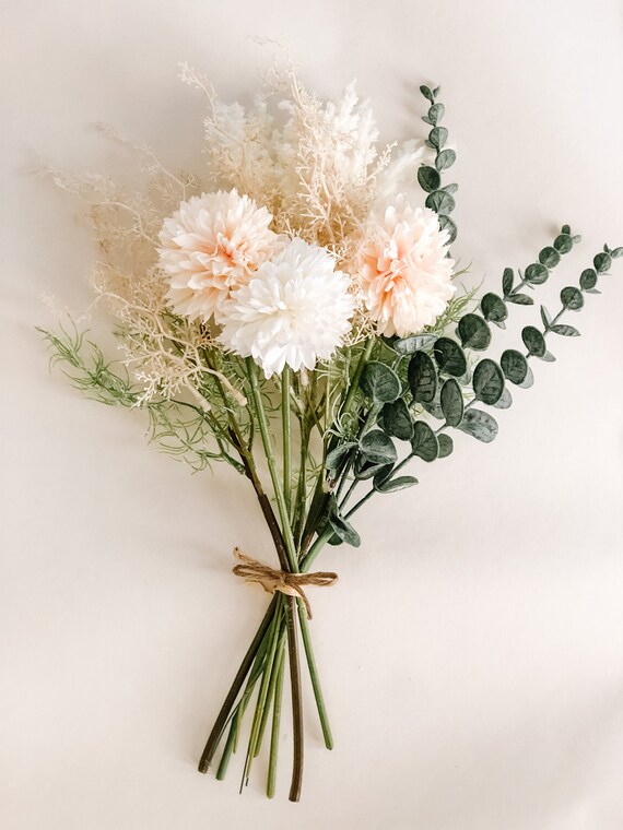 Romantic Minimalist Neutral Boho Faux Floral Bouquet Etsy