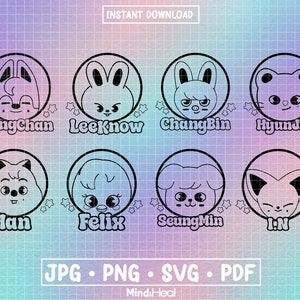 Stray Kids X SKZOO Names | svg png pdf jpg | Digital Files for Silhouette or Cricut | kpop skz skzoo jyp