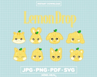 Ateez Lemon Drop Tarot Card | Ateez Svg | Kpop Vector | Instant