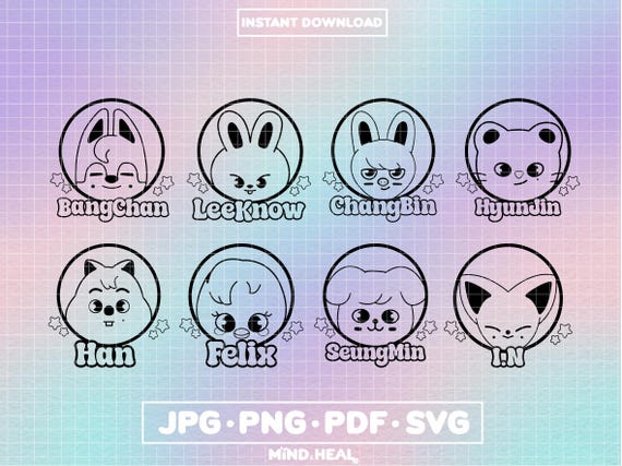Stray Kids SKZOO Names Digital Files | Kpop (svg, Png, Jpg, Pdf