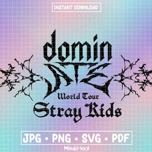 STRAY KIDS domineert World Tour-logo | svg png pdf jpg | Digitale bestanden voor silhouet of Cricut | Wereldtournee kpop verblijf