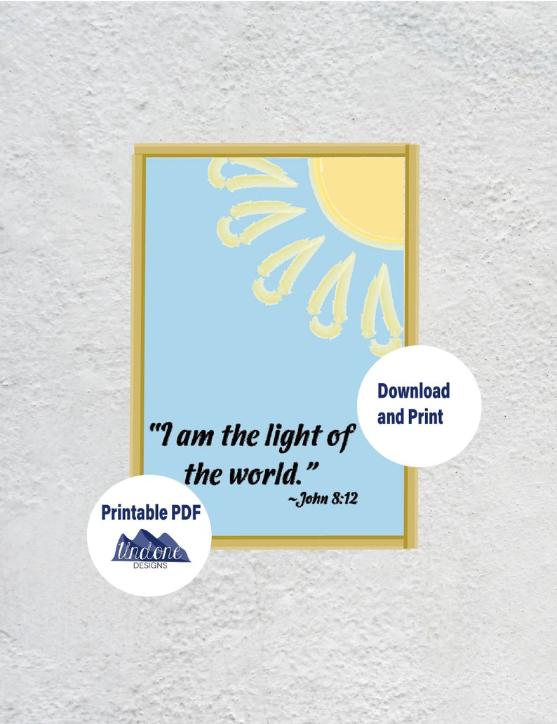 Biblical Wall Art for Kids Print I Am the Light of the World - Etsy