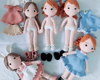 Bunny Doll Crochet, Annie Doll Crochet, Amigurumi, Producto terminado