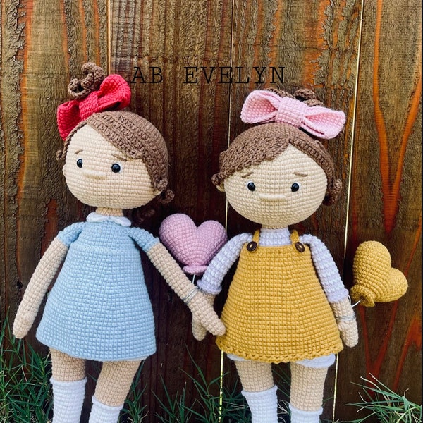 Little Valentine Knopka crochet doll, Amigurumi doll, made to order doll