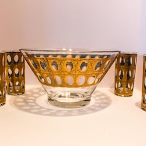 Culver Glassware Vintage Pisa Design 22 caret Gold overlay