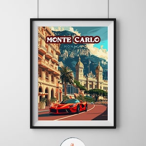 Monte Carlo Monaco Travel Poster - Elegant Riviera Art Print, Wedding gift, B-day gift