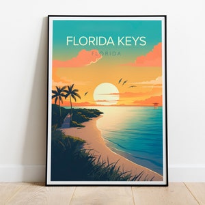 Poster di viaggio delle Florida Keys, stampa delle Florida Keys, stampa di Key West, poster della Florida, stampa di viaggio delle Florida Keys, stampa di viaggio della Florida, Florida