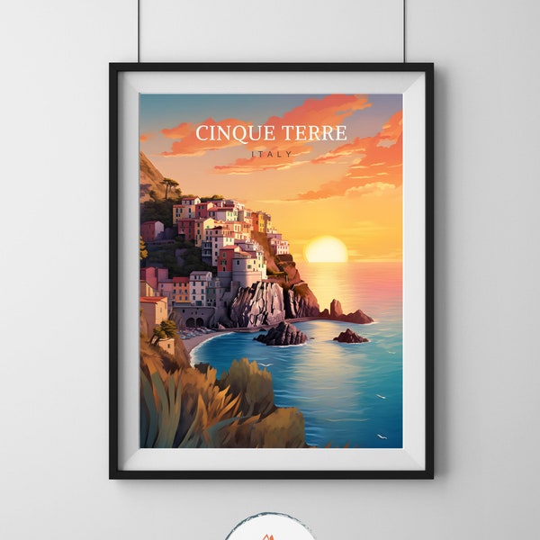 Impression côtière des Cinque Terre - Art italien dynamique de paysage marin pour la décoration intérieure