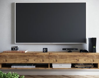 Floating TV Stand 70'' | Reclaimed Wood Brown TV Console | Rustic TV Cabinet | 3 Models